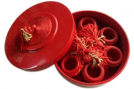 Fringe Lacquer Box with 6 napkin rings